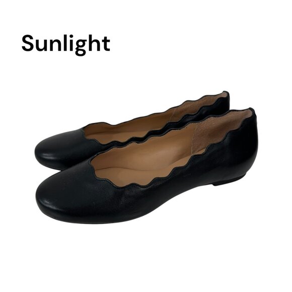 Copper Key Shoes - Copper Key Black Leather Scalloped Ballet Flats Womens SZ 6M Comfort Shoes